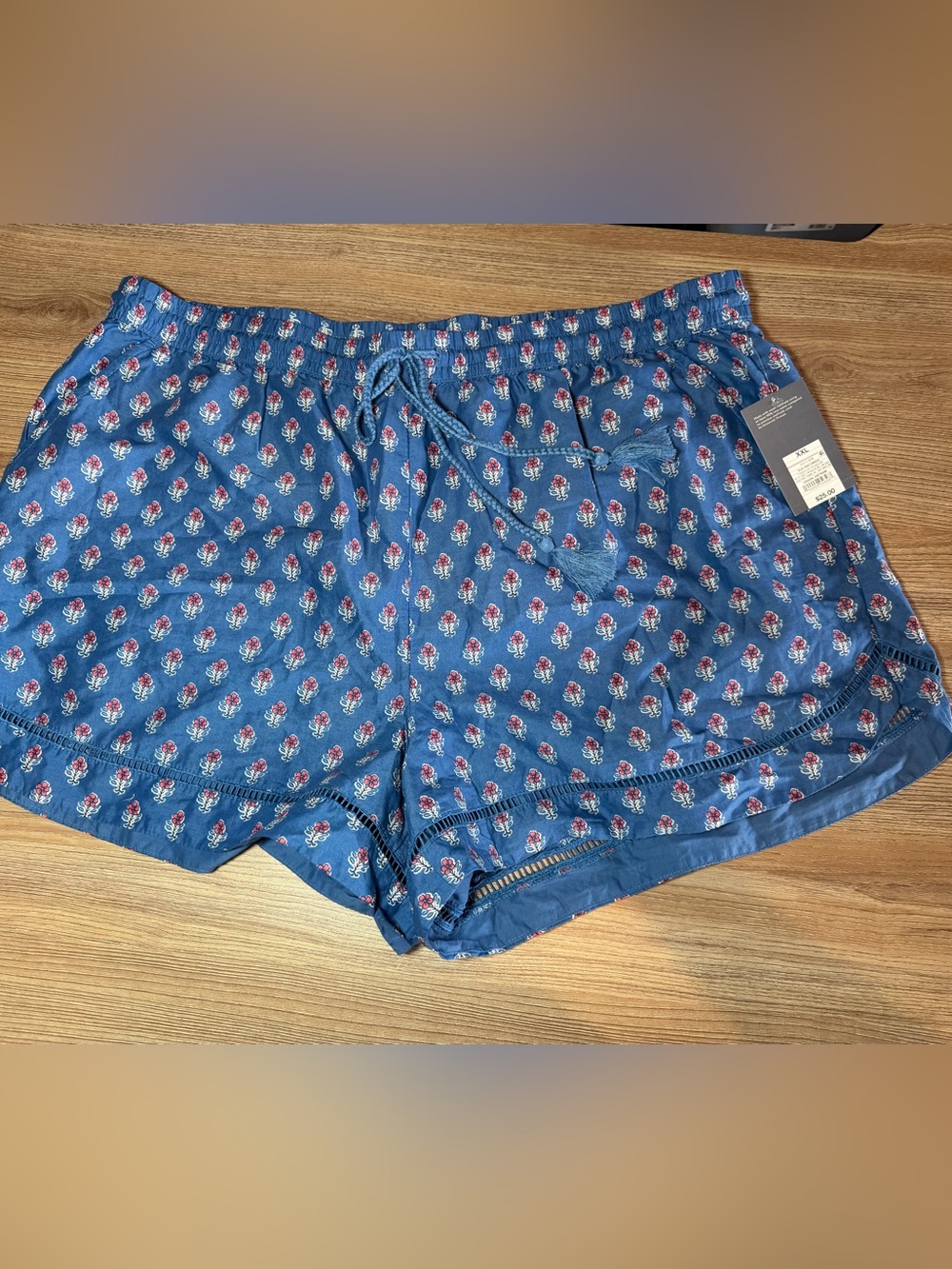Universal Thread Blue Floral Drawstring High-Waist Shorts